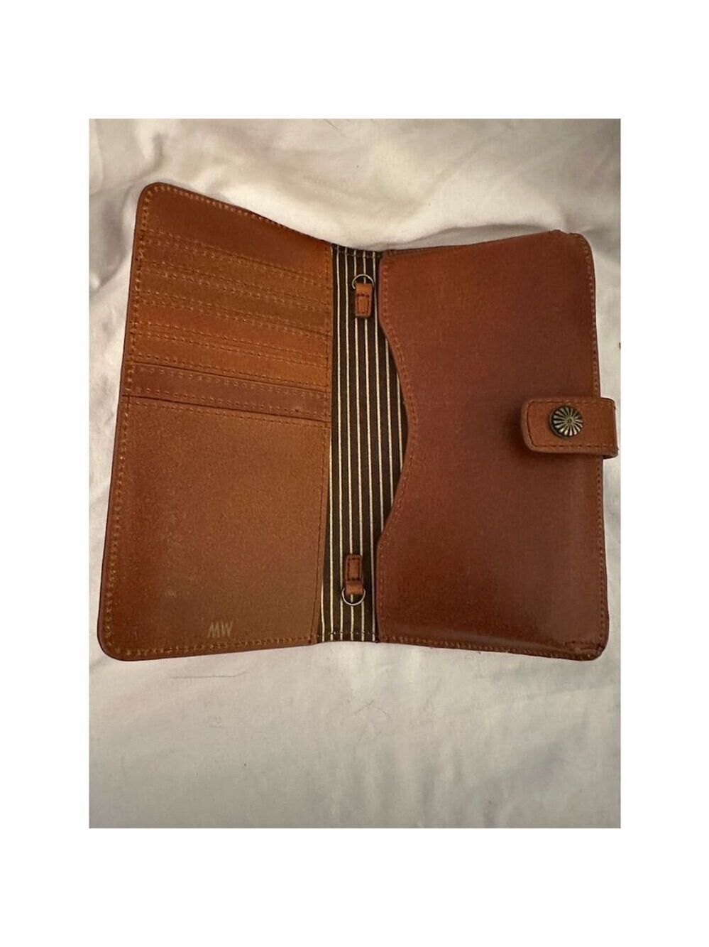 M & W Unisex Brown Slim Fold Leather Wallet with Card Slots - Picture 2 of 4